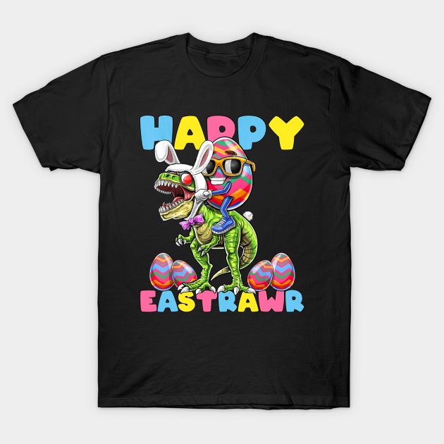 Happy Easter Bunny Dinosaur Egg Rabbit Ears T-Shirt by Gift Of Life